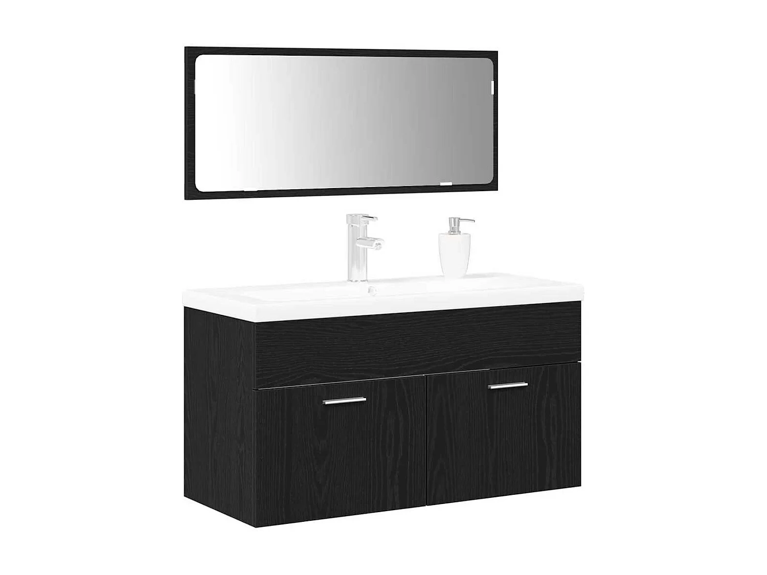 Conjunto de muebles de baño de 3 piezas Roble negro