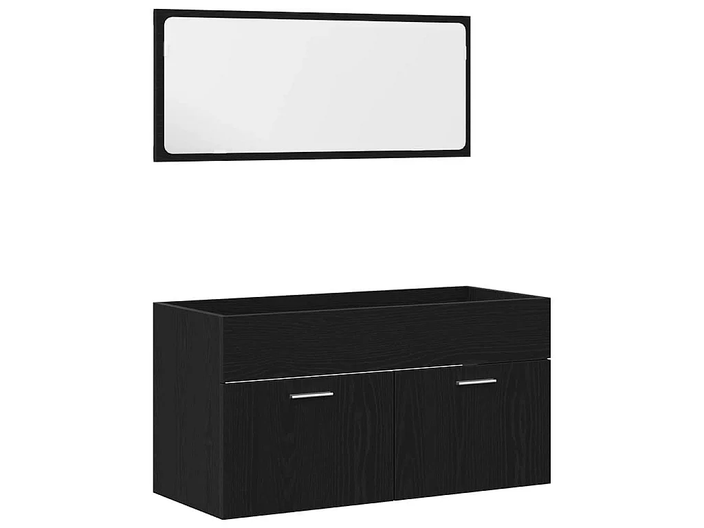 3-teiliges Badmöbel-Set Eiche schwarz