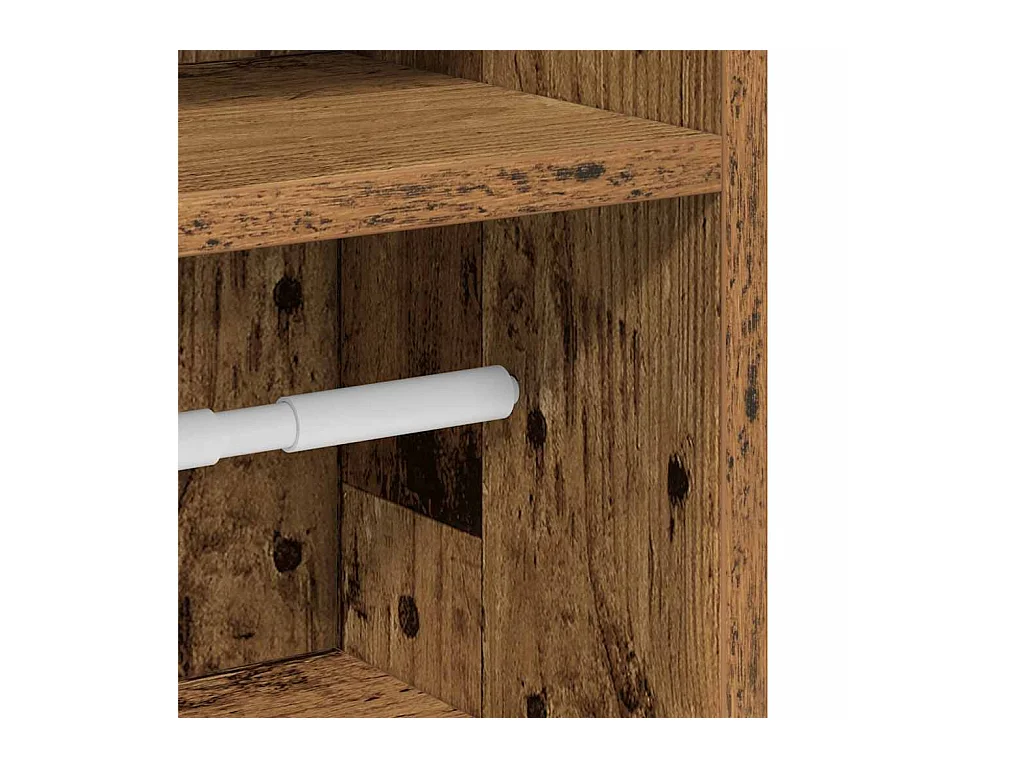 Mobiletto da bagno con portarotolo in legno antico