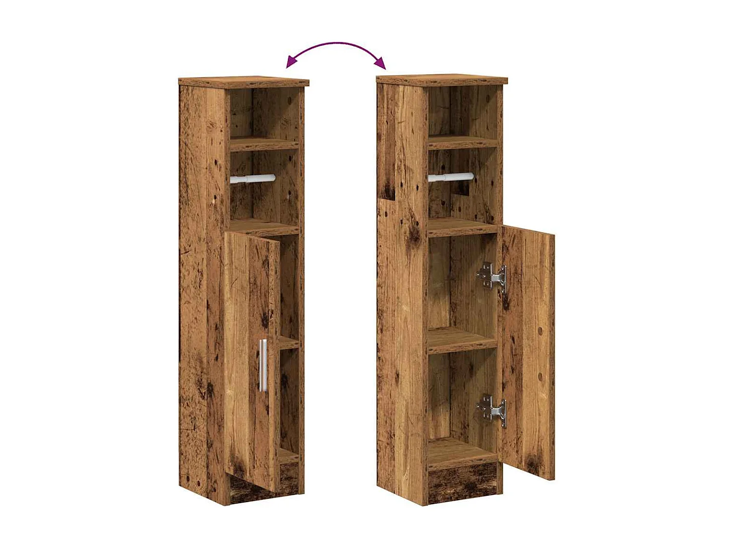 Meuble de salle de bain avec porte-rouleau vieux bois