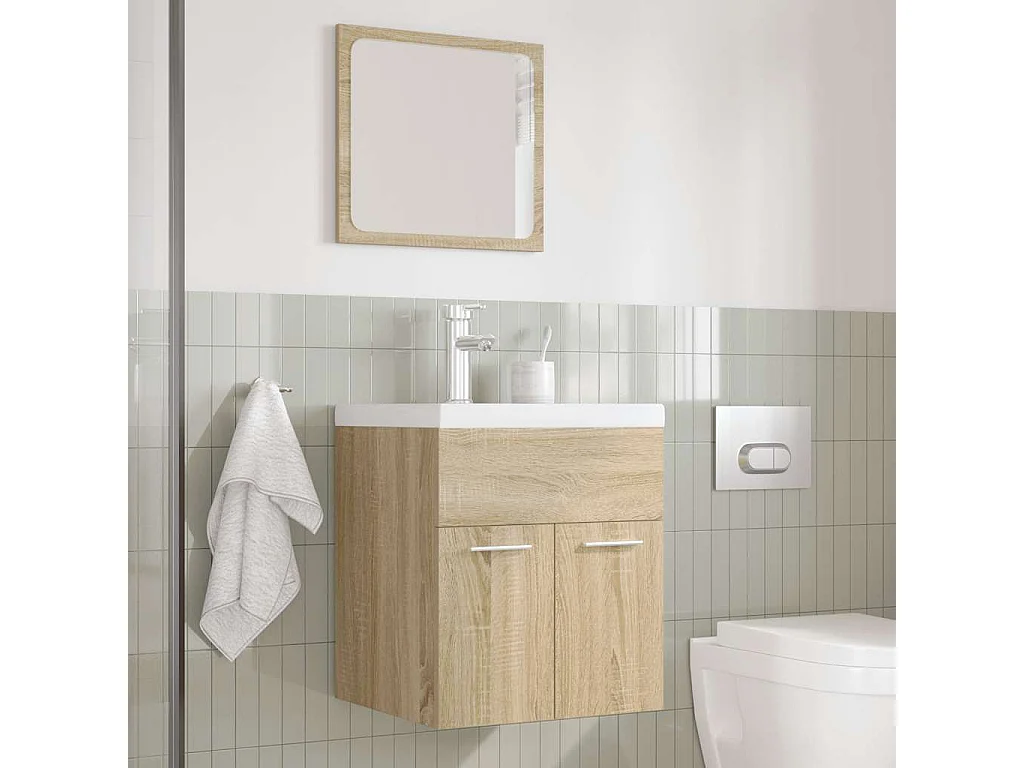 Ensemble de meubles de salle de bain 3 pcs chêne sonoma