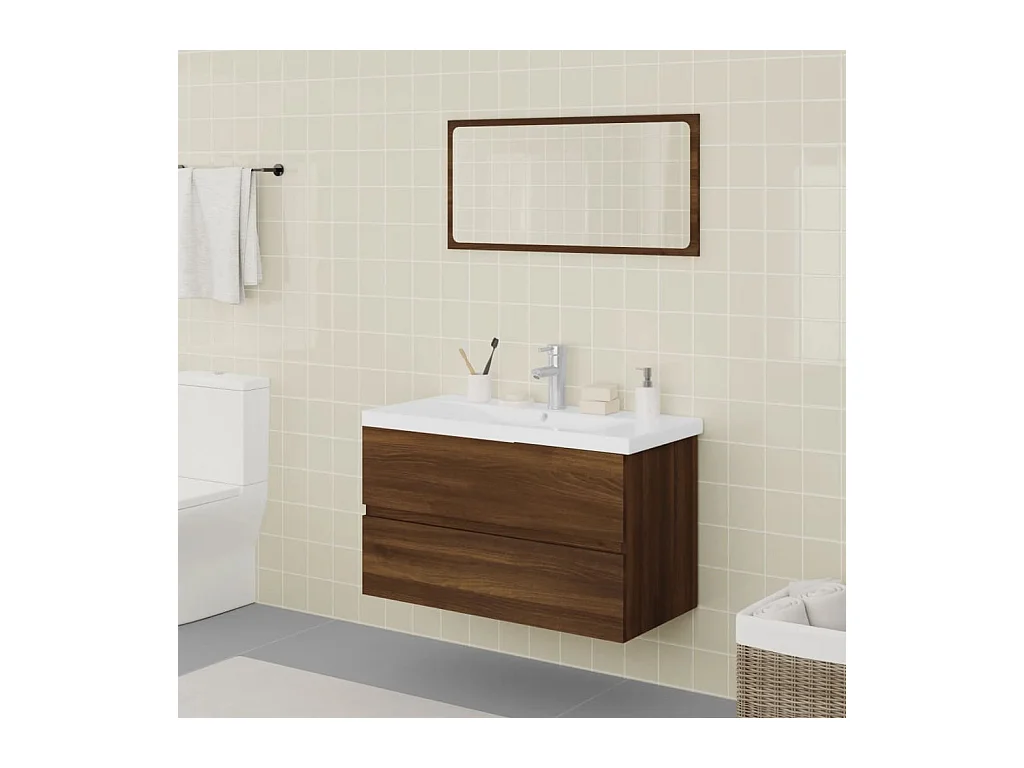 Muebles de baño de madera de ingeniería de roble marrón