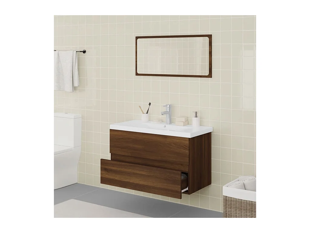 Muebles de baño de madera de ingeniería de roble marrón
