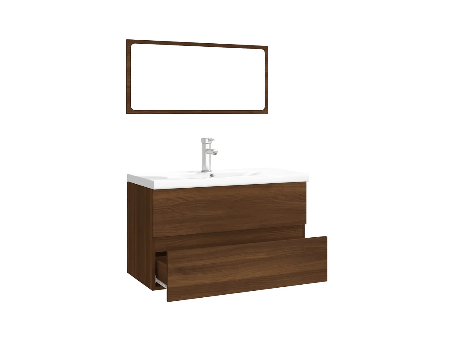 Muebles de baño de madera de ingeniería de roble marrón