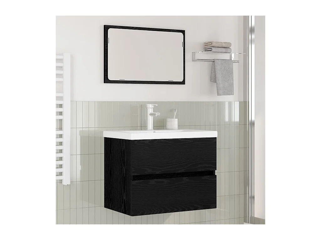 Conjunto de muebles de baño de 3 piezas, roble hecho a mano