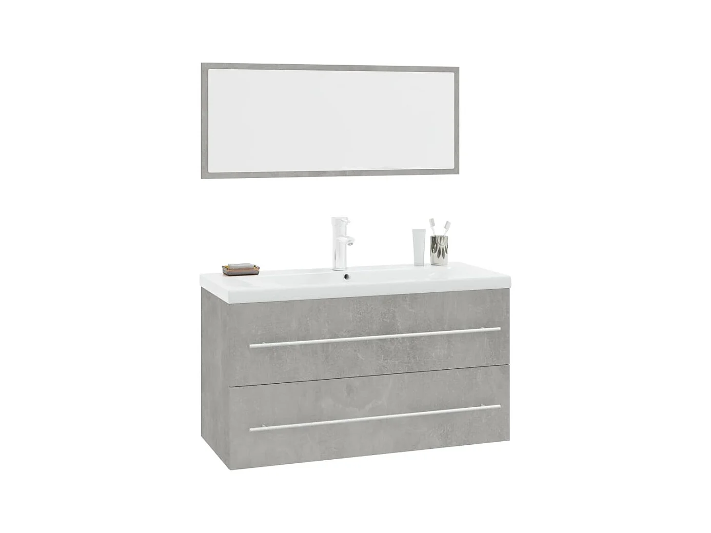 Ensemble de meubles de salle de bain 3 pcs Gris béton