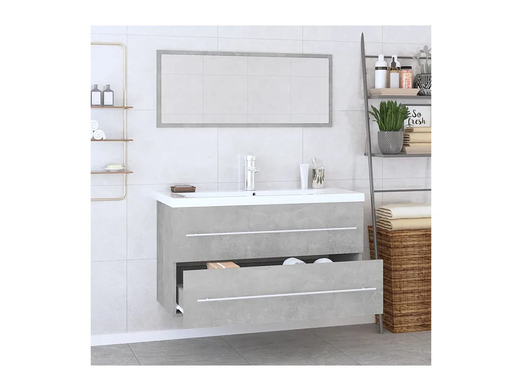 Ensemble de meubles de salle de bain 3 pcs Gris béton