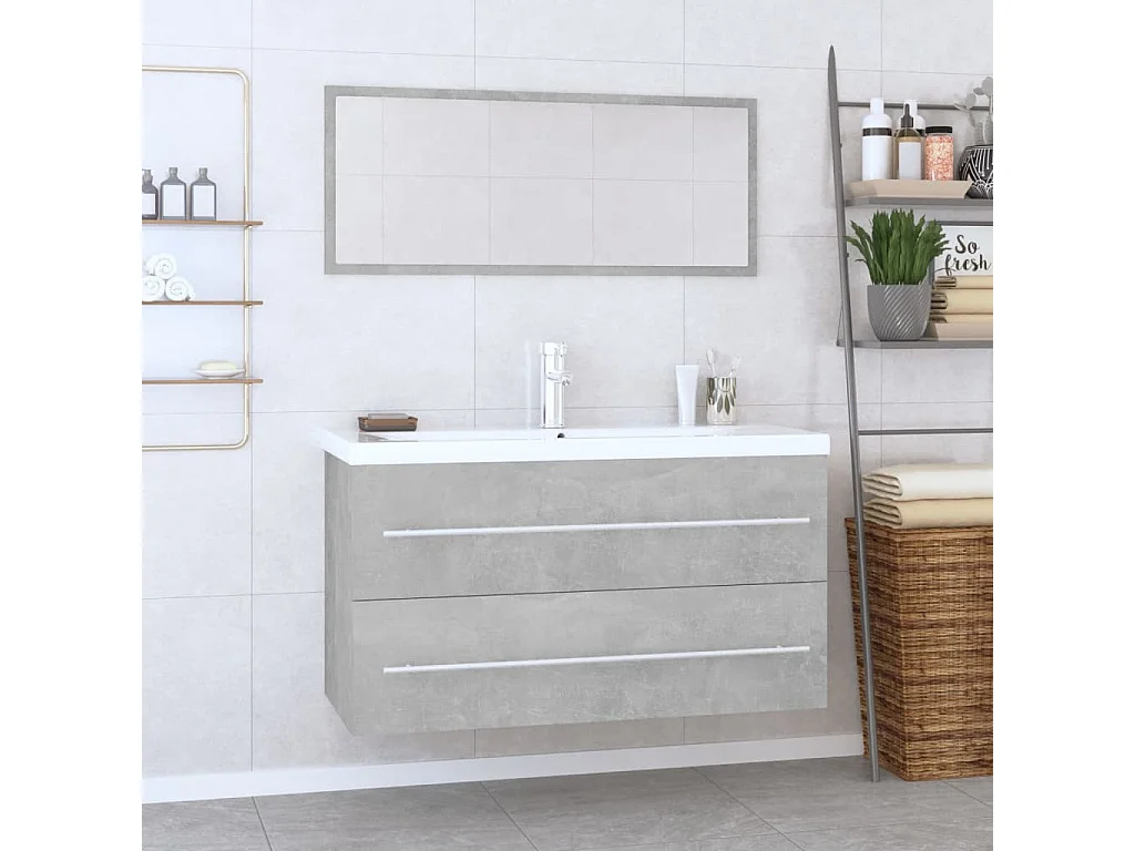Ensemble de meubles de salle de bain 3 pcs Gris béton