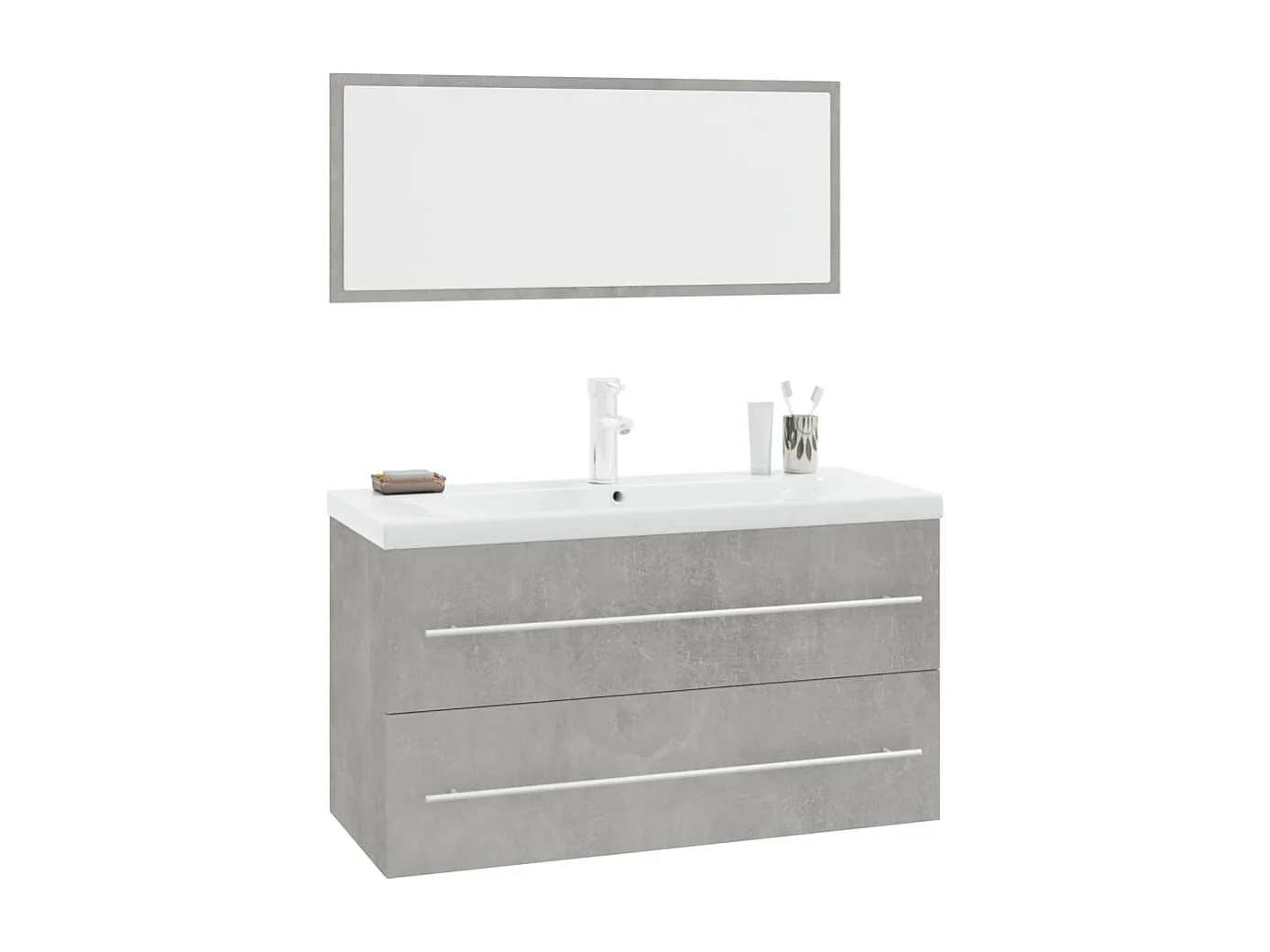 Ensemble de meubles de salle de bain 3 pcs Gris béton