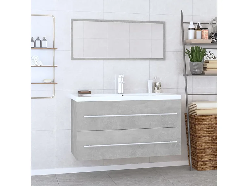 Ensemble de meubles de salle de bain 3 pcs Gris béton