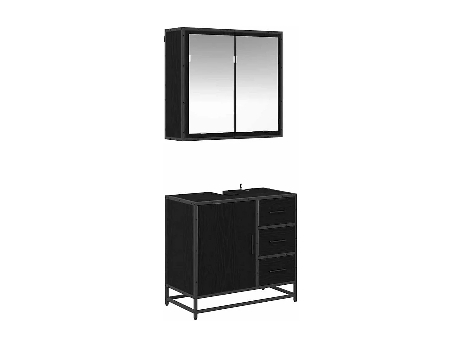 Ensemble de mobilier de salle de bain 2 pcs Chêne noir