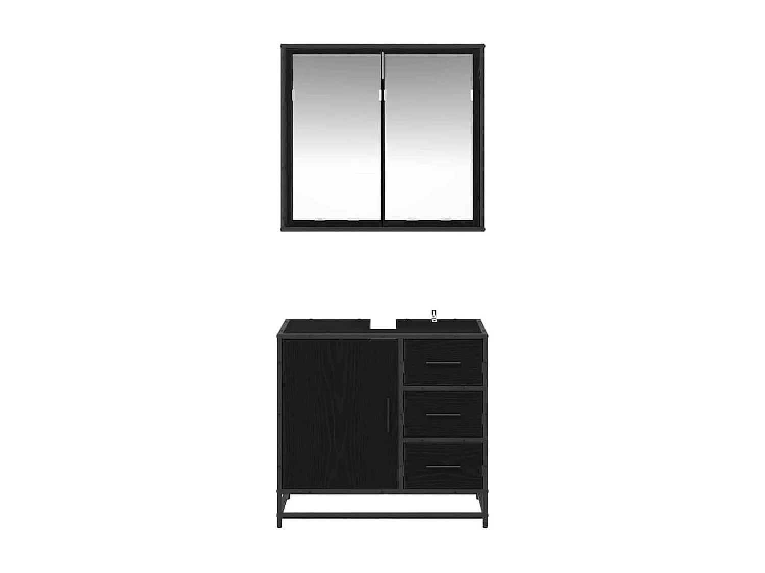 Ensemble de mobilier de salle de bain 2 pcs Chêne noir