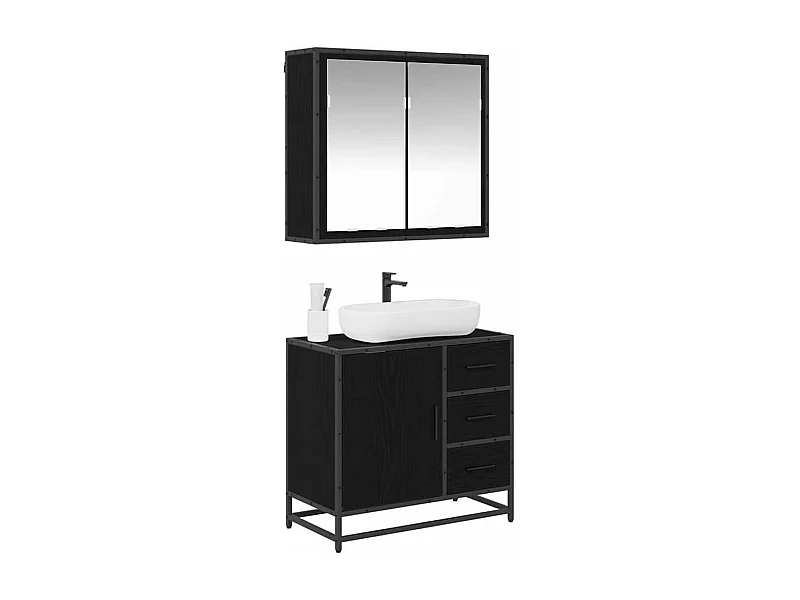 Ensemble de mobilier de salle de bain 2 pcs Chêne noir