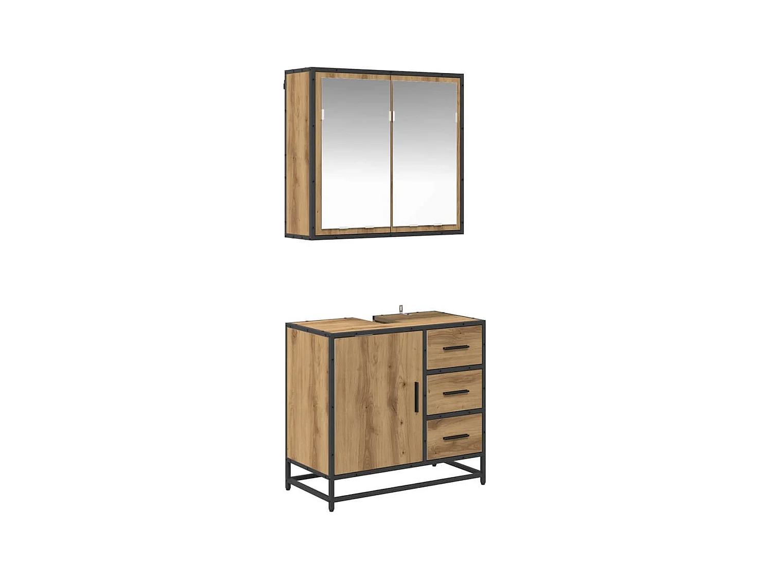 Ensemble de mobilier de salle de bain 2 pcs chêne artisanal