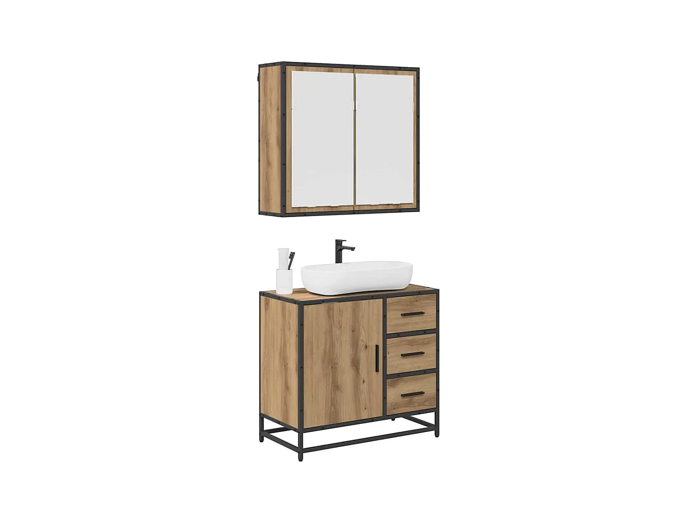 Ensemble de mobilier de salle de bain 2 pcs chêne artisanal