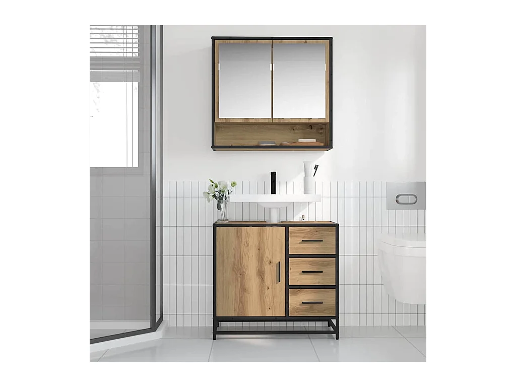 Ensemble de mobilier de salle de bain 2 pcs chêne artisanal