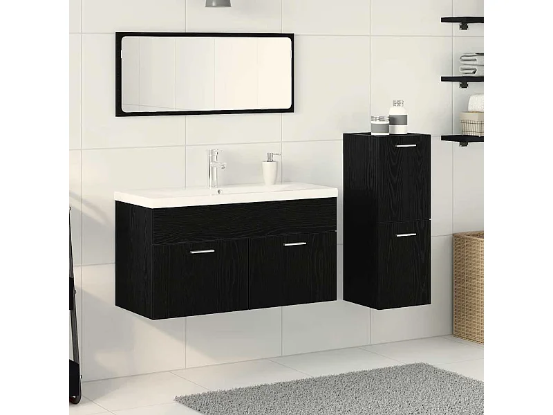 Ensemble de Meubles de Salle de Bain 4 pcs Chêne noir