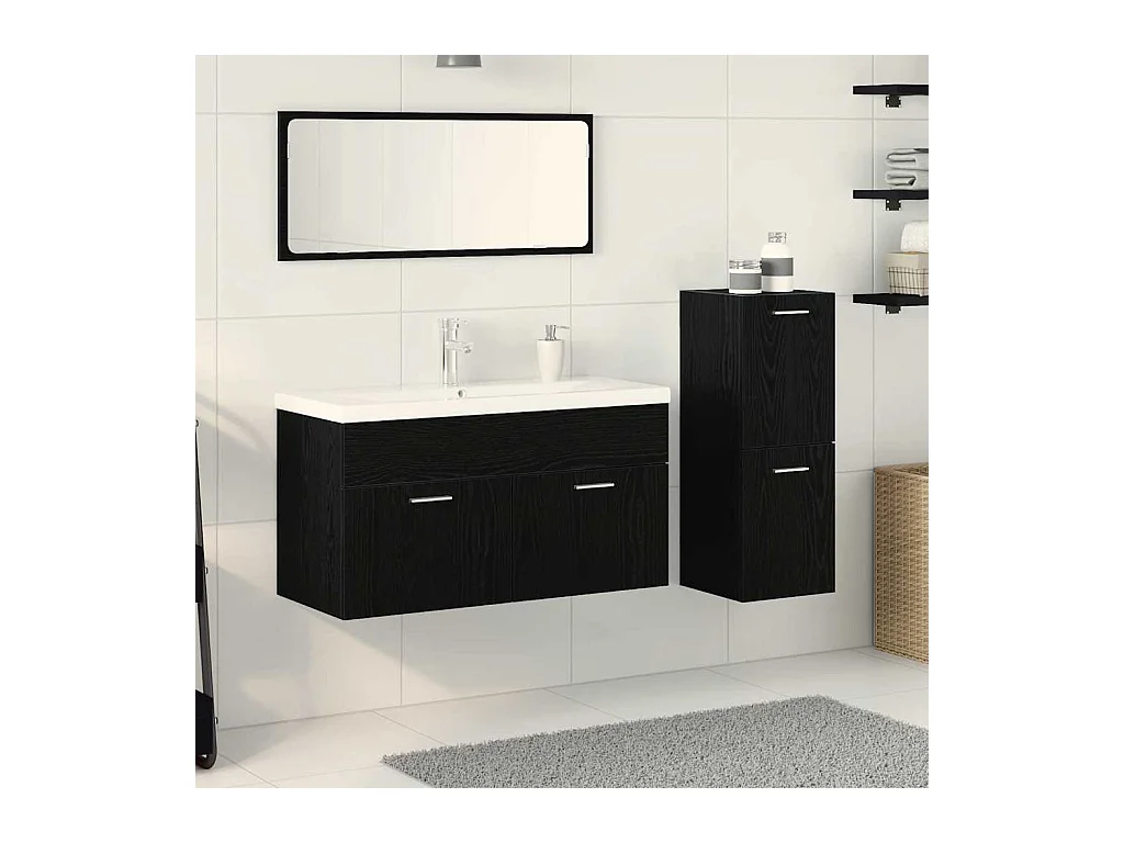 Ensemble de Meubles de Salle de Bain 4 pcs Chêne noir
