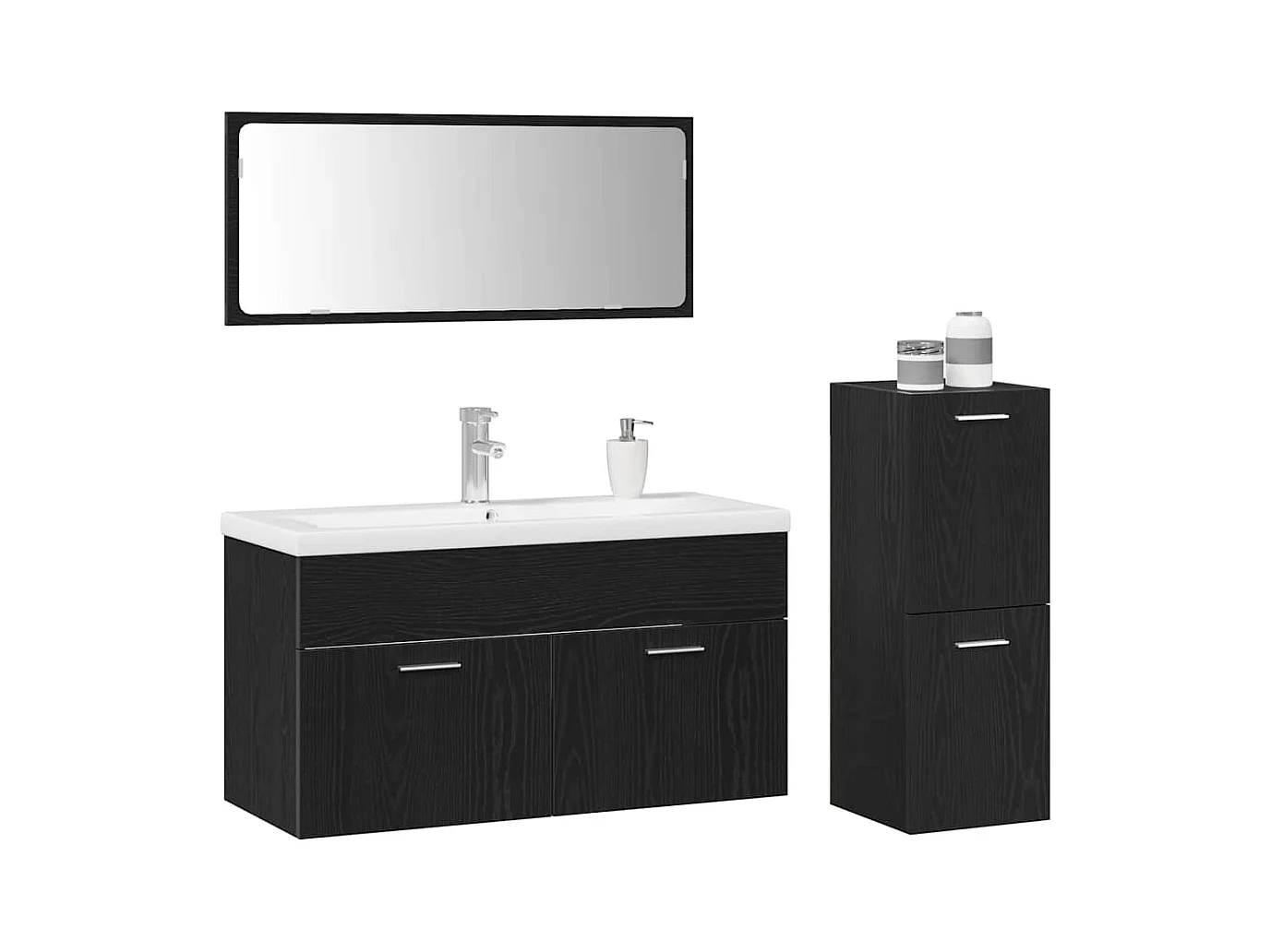 Ensemble de Meubles de Salle de Bain 4 pcs Chêne noir