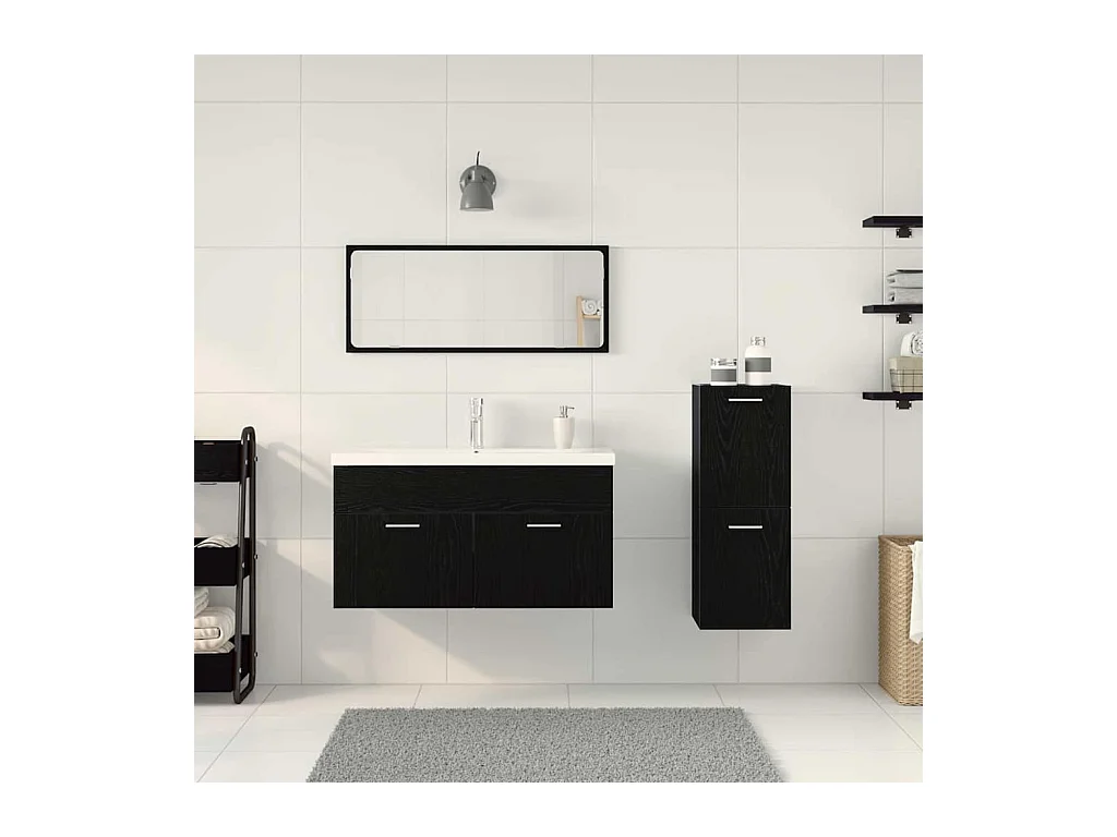 Ensemble de Meubles de Salle de Bain 4 pcs Chêne noir