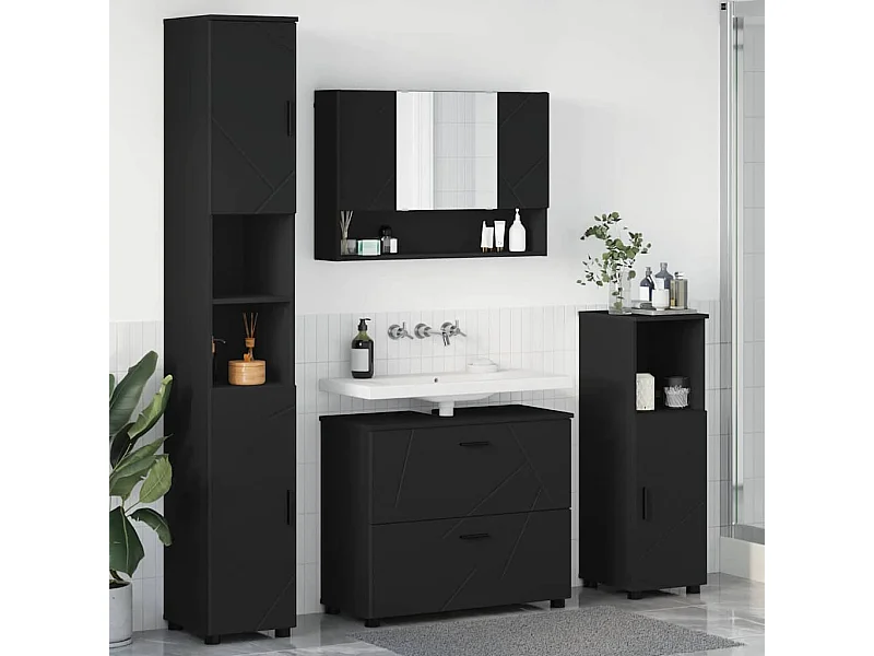 Conjunto de muebles de baño con cajón 4 piezas negro