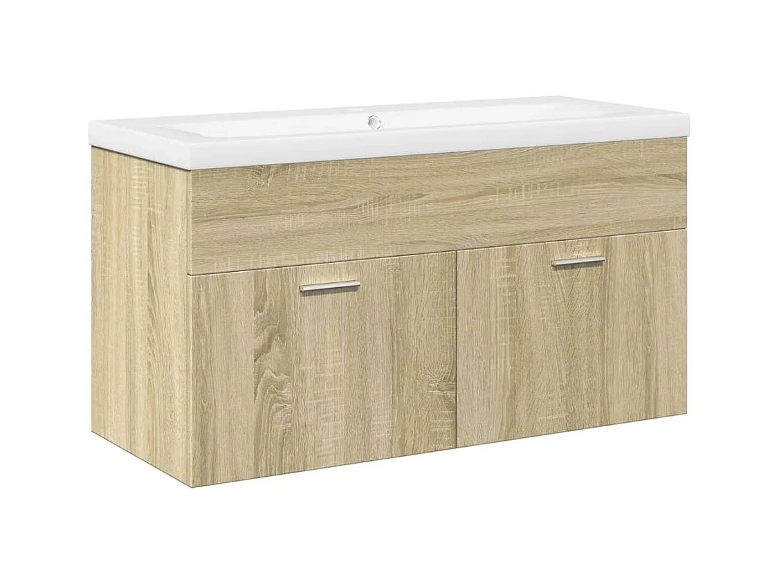 Mueble de baño con lavabo integrado en roble Sonoma