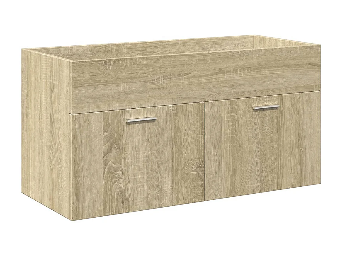 Badkamer wastafelmeubel en geïntegreerde wastafel in Sonoma eiken