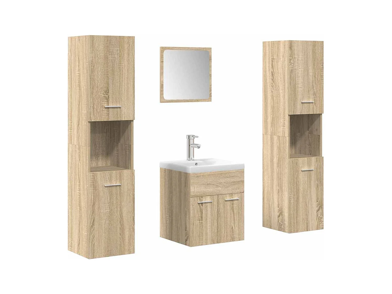 Set di mobili da bagno 5 pezzi in rovere Sonoma