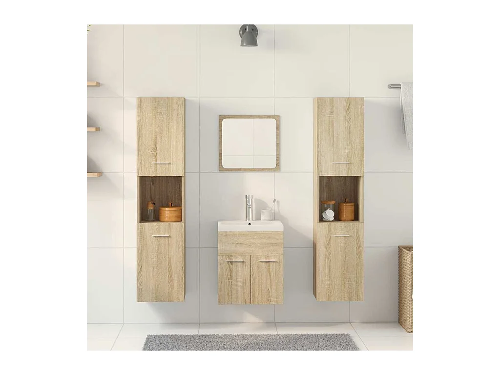 Set di mobili da bagno 5 pezzi in rovere Sonoma