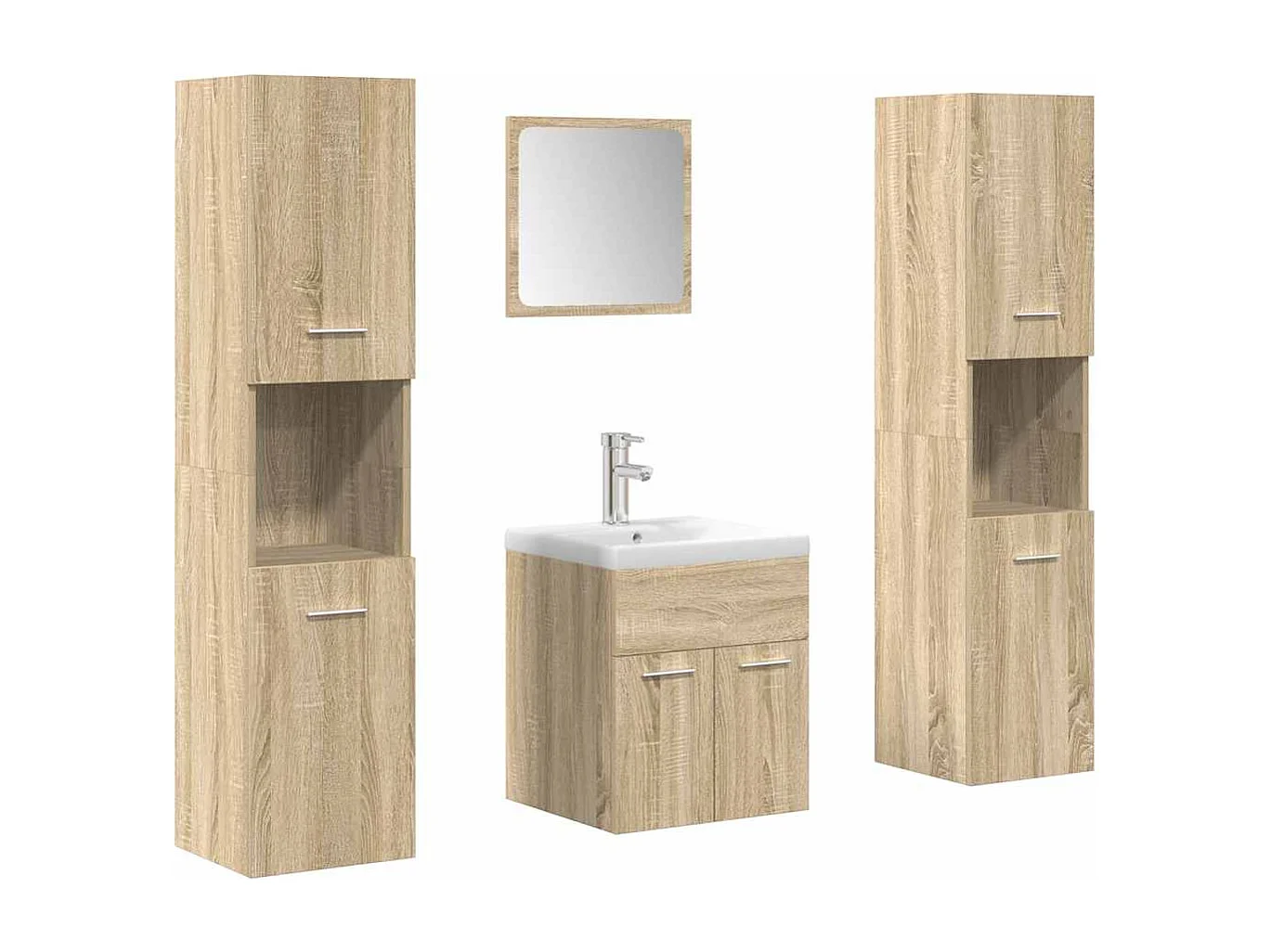 Set di mobili da bagno 5 pezzi in rovere Sonoma