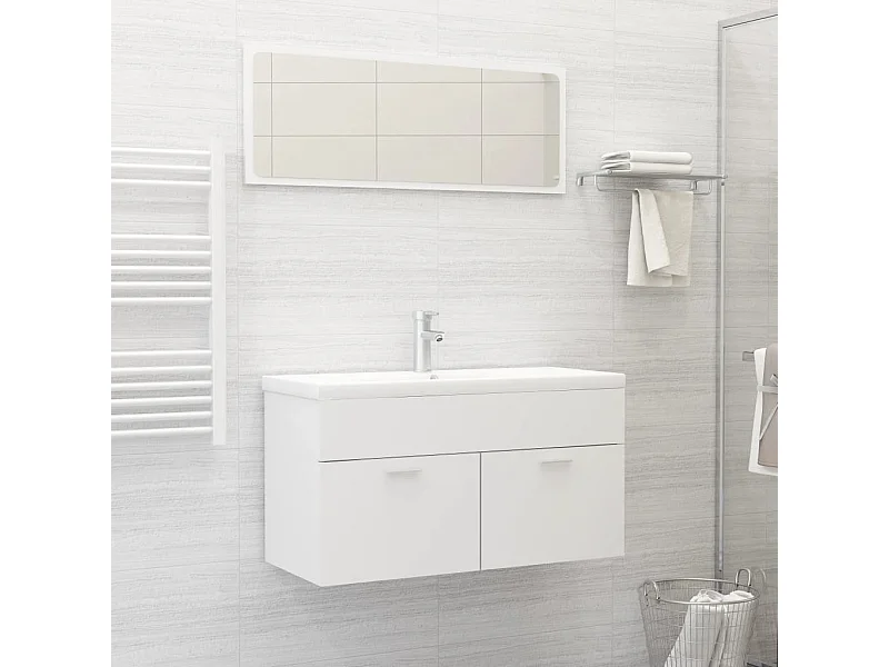 Conjunto de muebles de baño de madera de ingeniería blanca