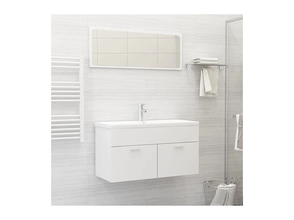 Conjunto de muebles de baño de madera de ingeniería blanca