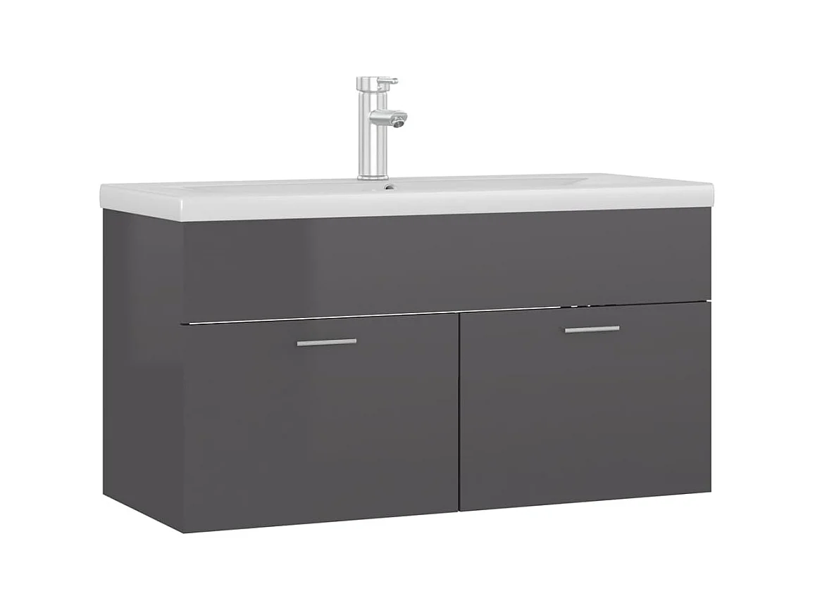 Mobile lavello con lavello integrato Truciolare grigio lucido