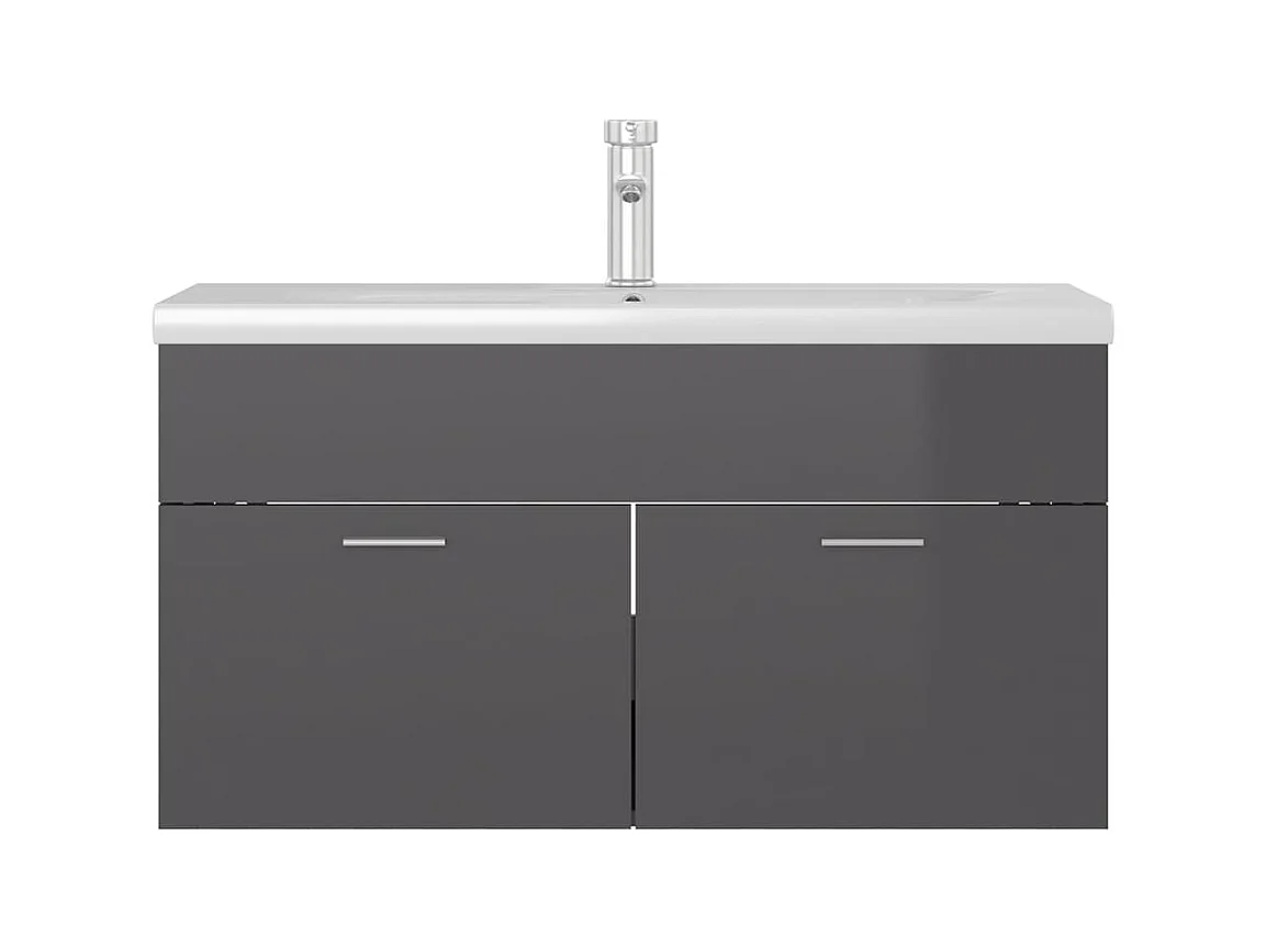 Mobile lavello con lavello integrato Truciolare grigio lucido