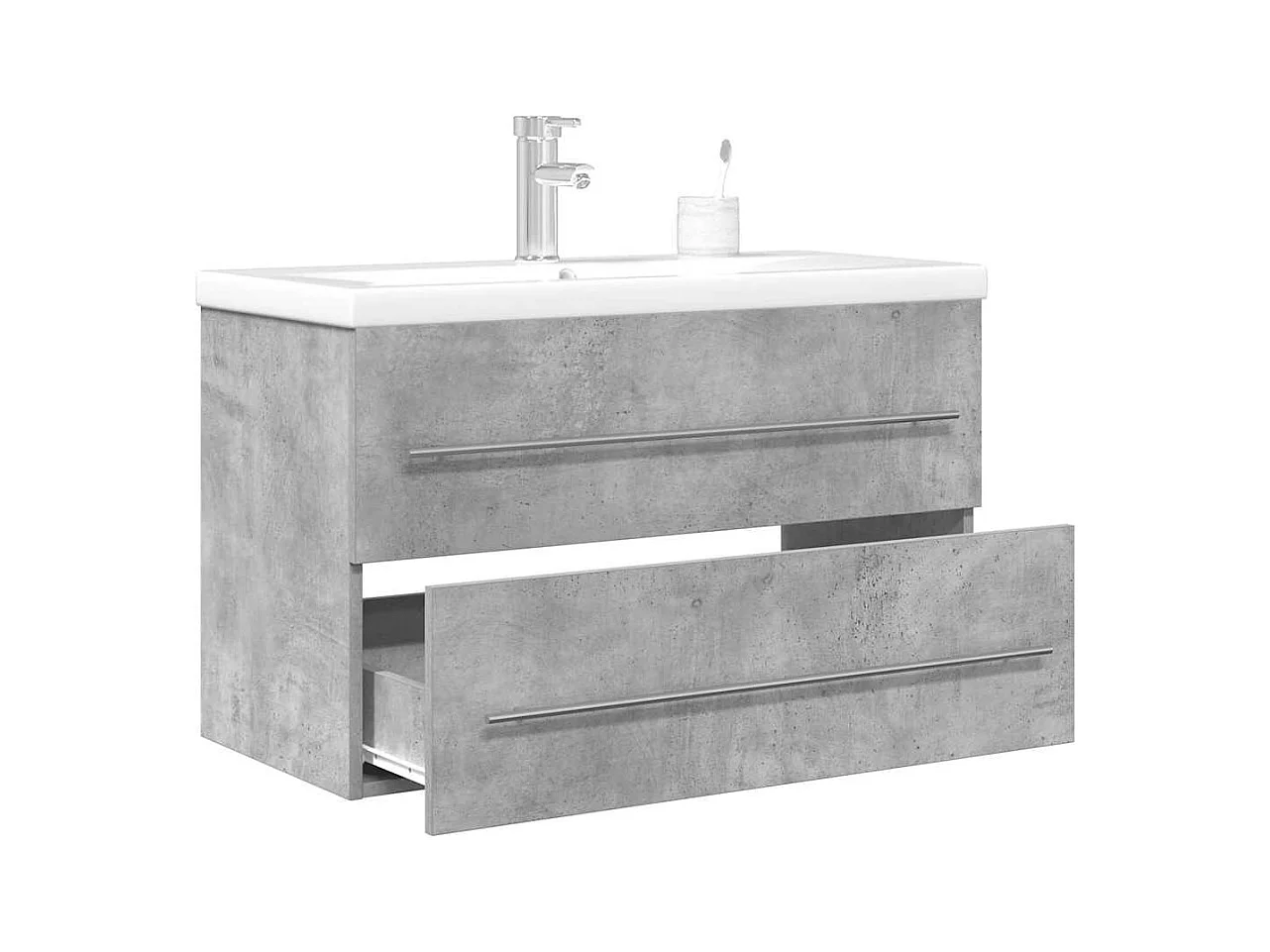 Set di mobili da bagno 2 pezzi grigio cemento