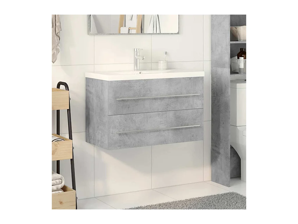 Set di mobili da bagno 2 pezzi grigio cemento