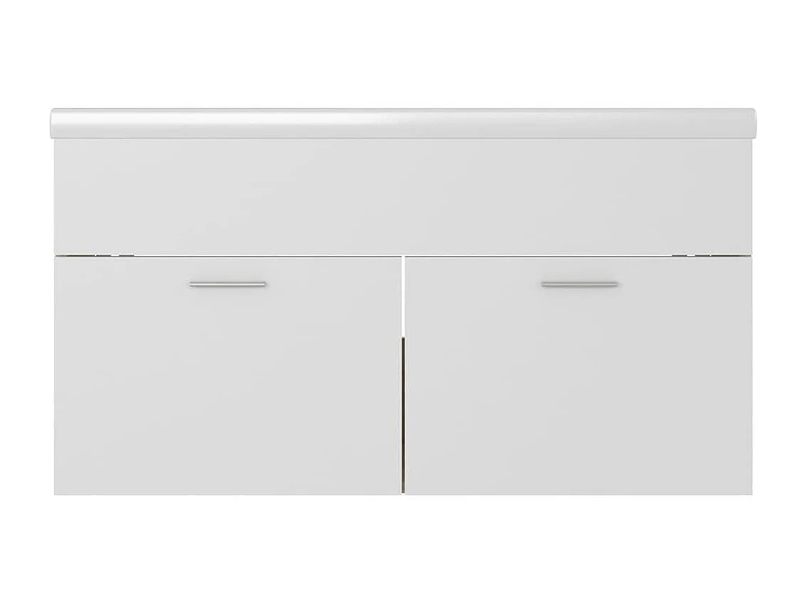 Armoire d'évier et lavabo intégré Blanc et chêne sonoma