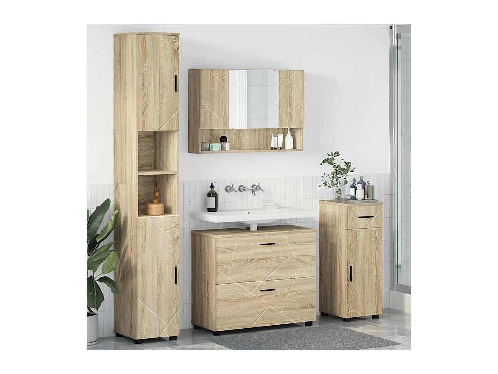 4-delige badkamermeubelset Sonoma Eiken