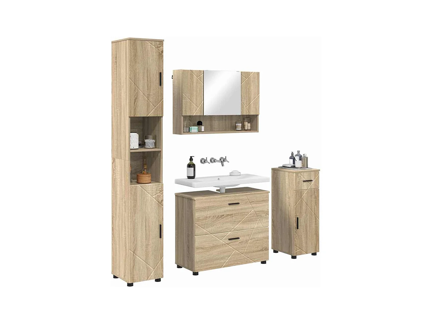 4-delige badkamermeubelset Sonoma Eiken