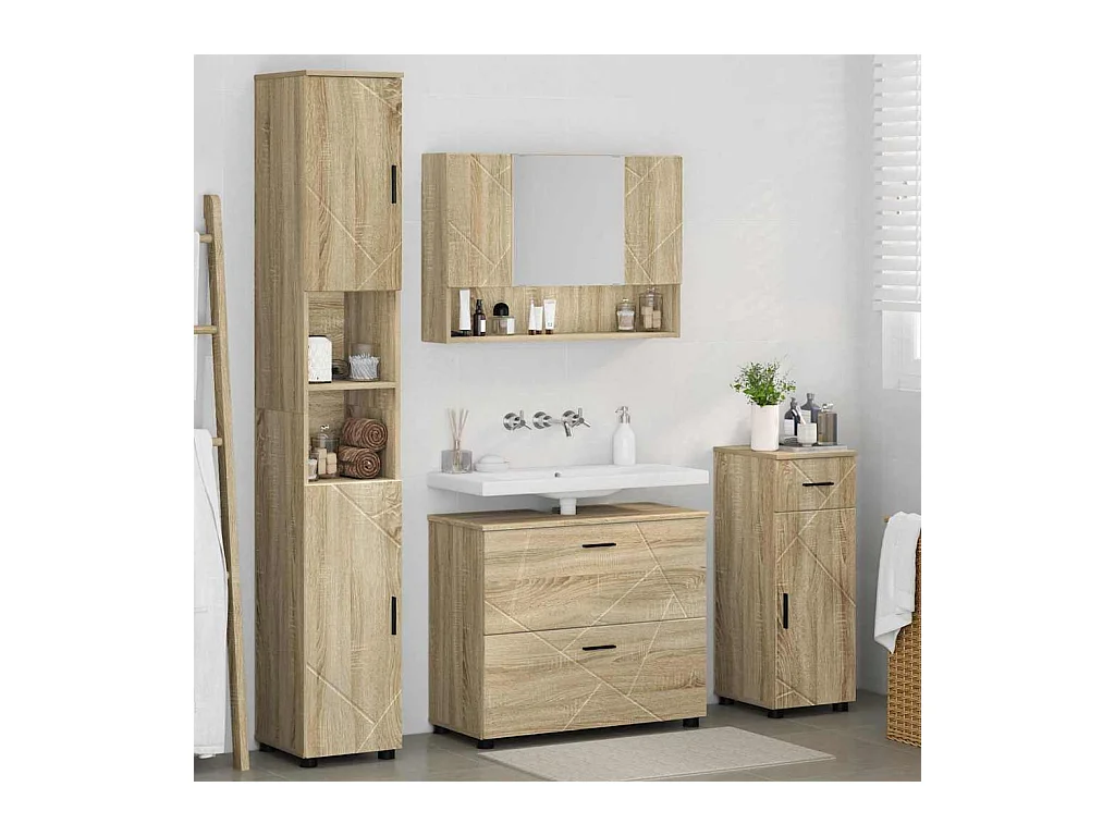 4-delige badkamermeubelset Sonoma Eiken