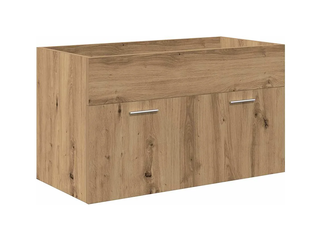 Mueble lavabo con lavabo integrado y grifo, roble hecho a mano