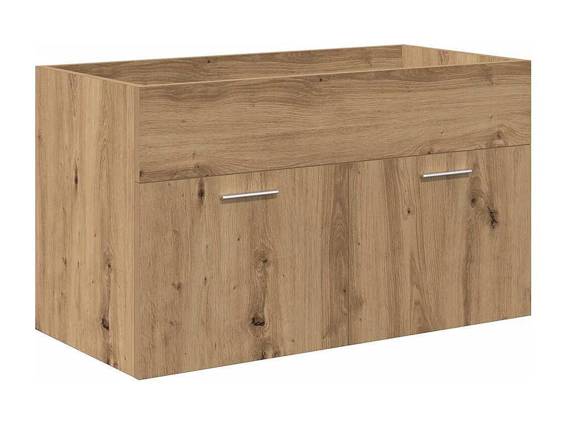 Mueble lavabo con lavabo integrado y grifo, roble hecho a mano