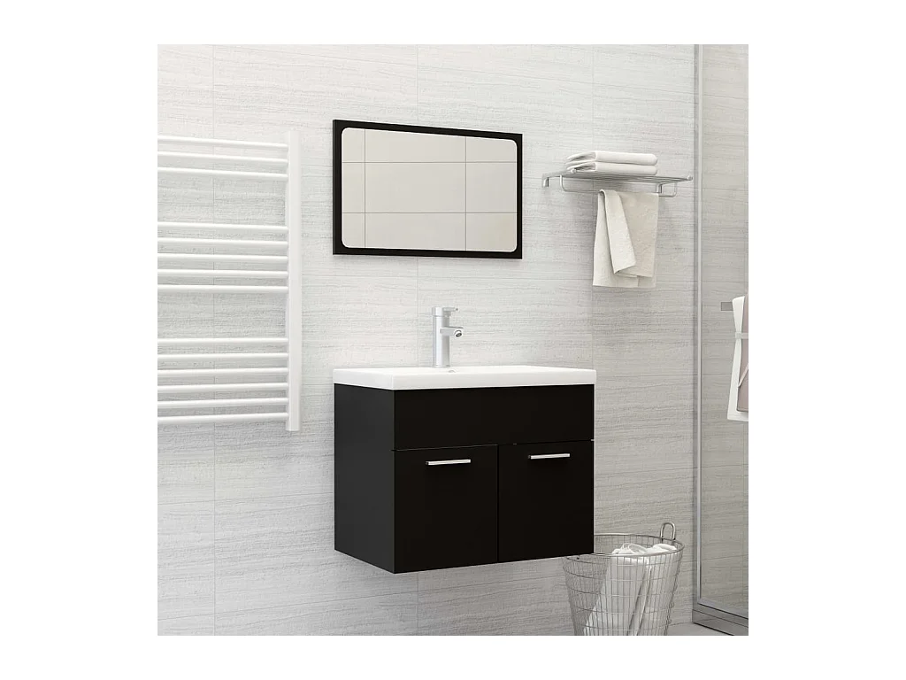 Zwarte spaanplaat badkamermeubelset