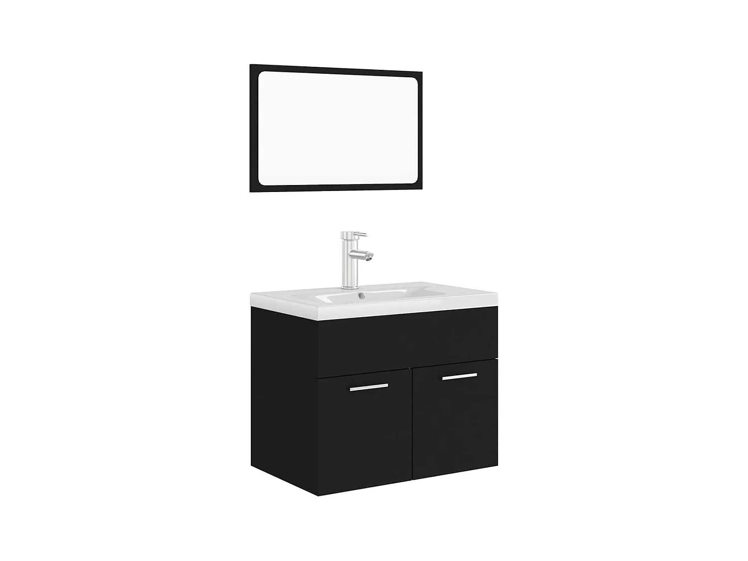 Zwarte spaanplaat badkamermeubelset