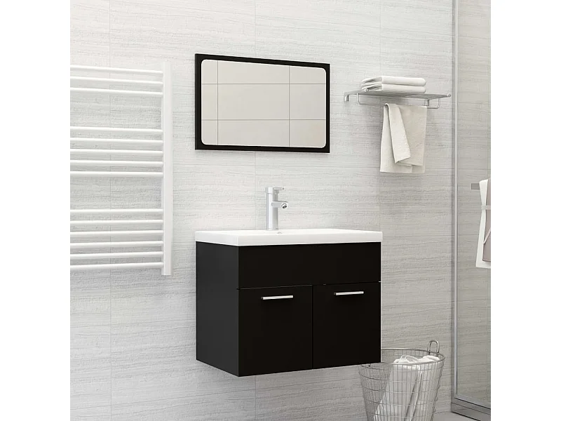 Conjunto de muebles de baño de aglomerado negro