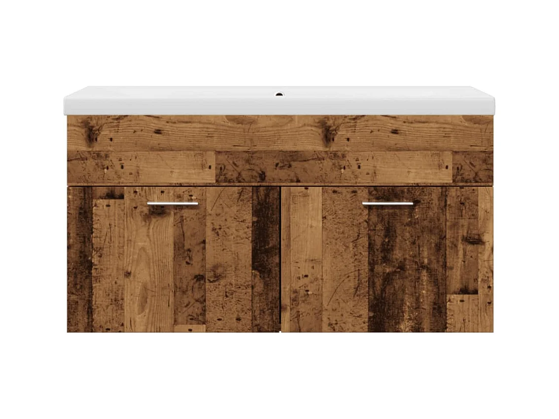 Mueble de baño con lavabo integrado en madera antigua