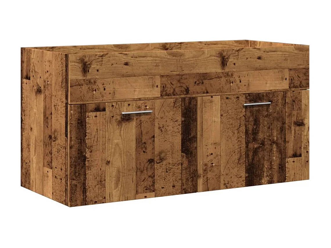 Mueble de baño con lavabo integrado en madera antigua