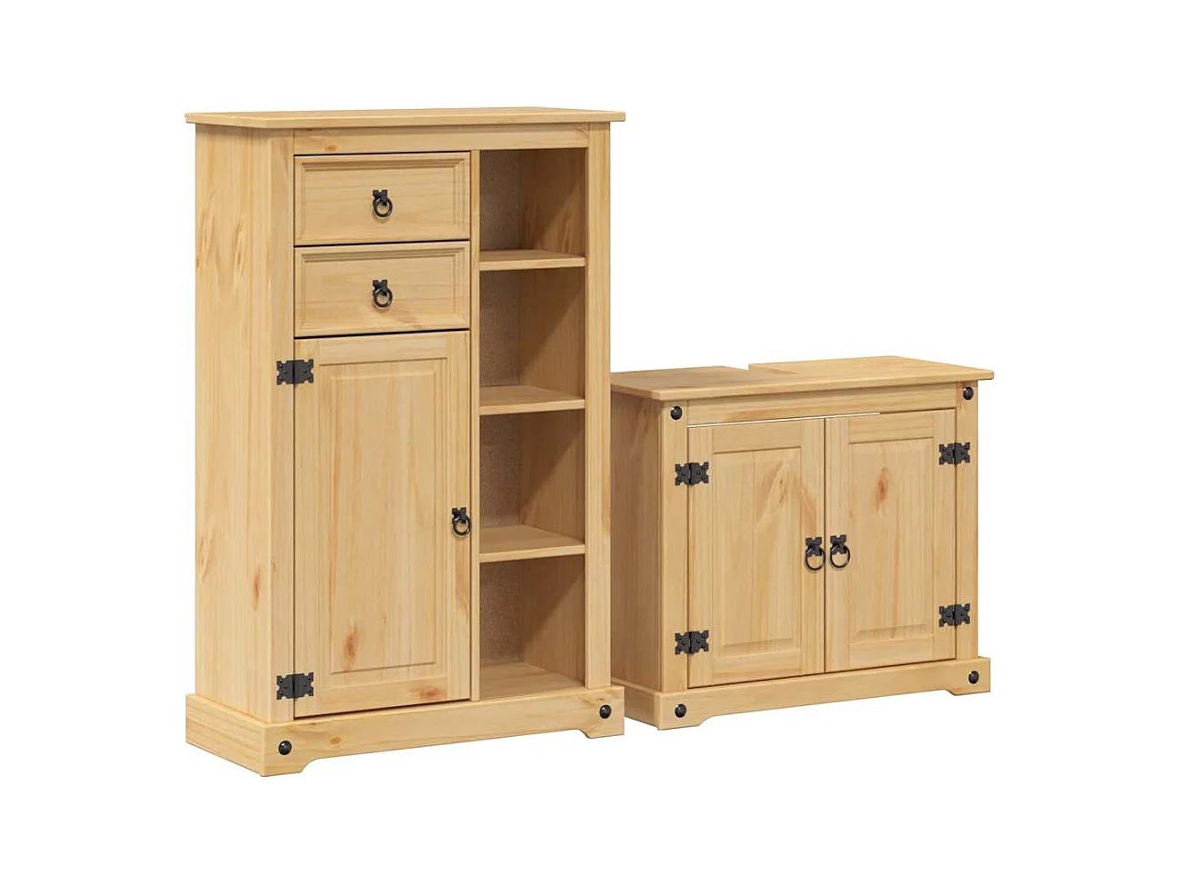 Conjunto de muebles de baño Corona de 2 piezas, madera maciza de pino