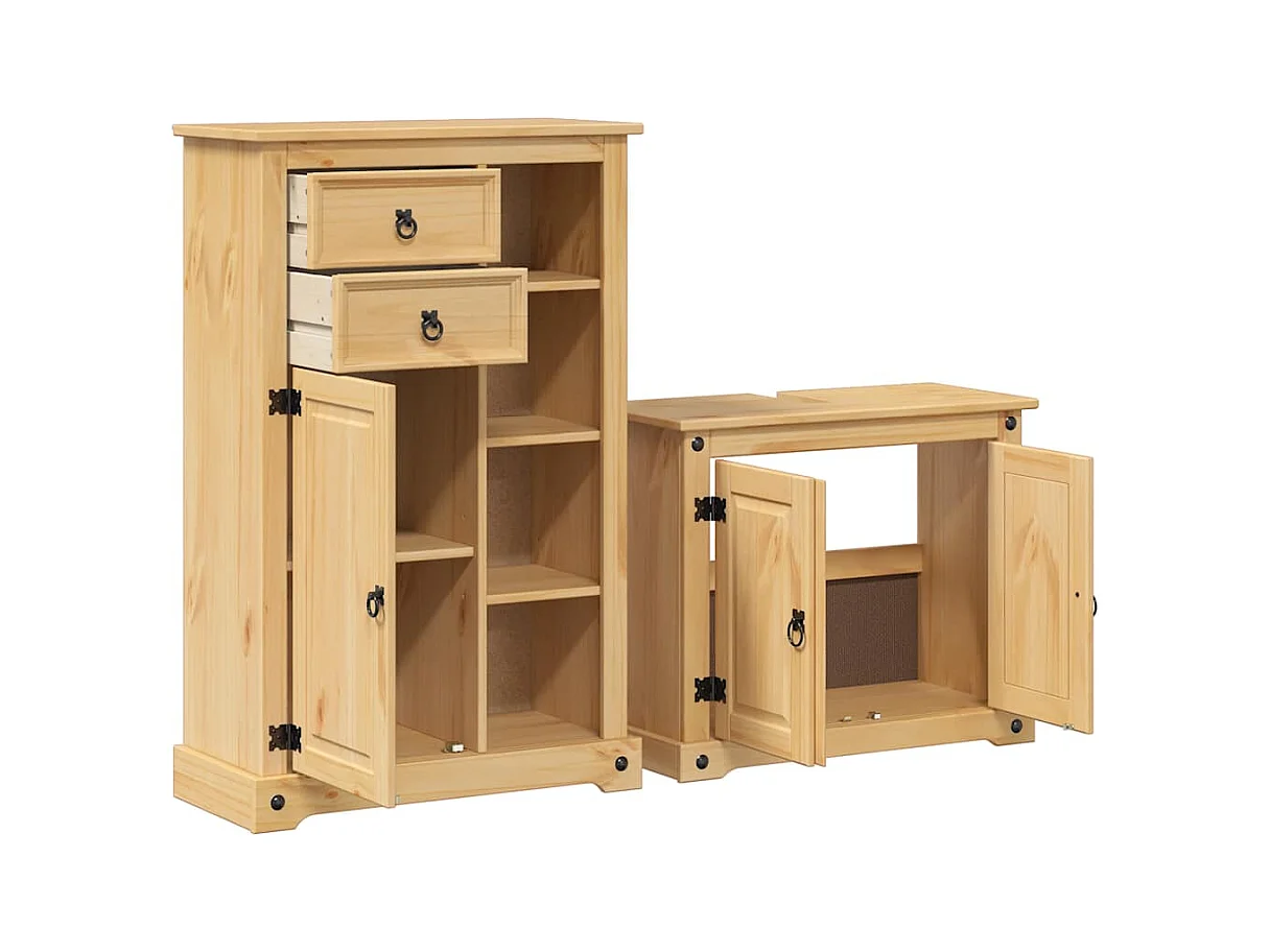 Conjunto de muebles de baño Corona de 2 piezas, madera maciza de pino