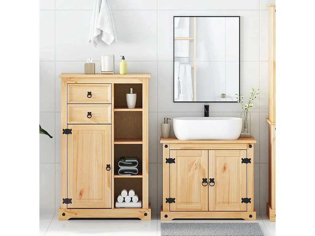 Ensemble de meubles salle de bain 2 pcs Corona bois pin massif